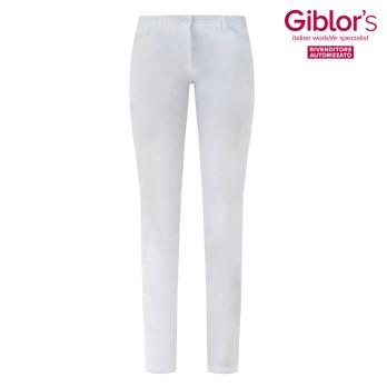 Pantalon Taille Basse Slim Pour Femme. en Blanc Pour Secteurs Médical, Esthétique Giulia 17P03P948