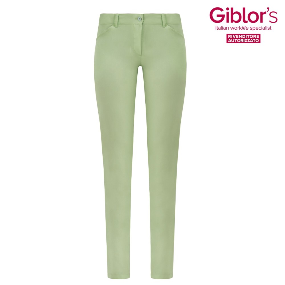 Pantalon bas taille slim pour femme. en vert pistache pour les secteurs médical, esthétique Giulia 17P03P948