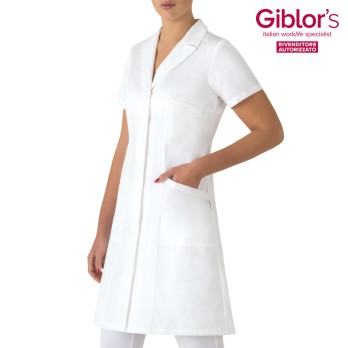 White Short-Sleeved Women's Medical Coat, Slim Doctor/Pharmacist Uniform by Italian Trendy 17P03R977 Marta.