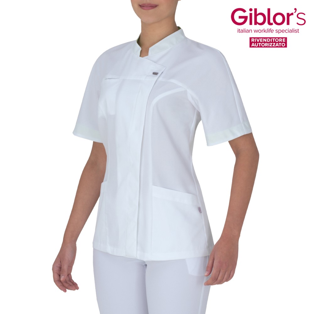 Blouse coréenne blanche pour femme, pour infirmière ou médecin, de la marque italiantrendy, modèle Giada 18P03K054.