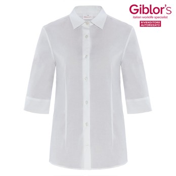 Camicia da Donna Slim Elasticizzata per Reception e Sala Manica 3/4 in bianco