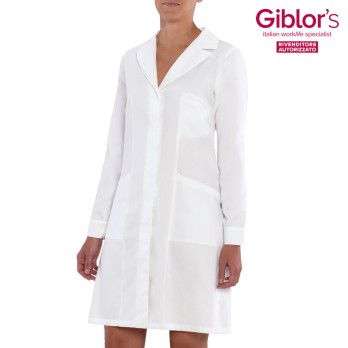 Blouse de laboratoire blanc pour femmes, encolure en V slim, uniforme de doctoresse, pharmacienne Italiantrendy 19P03R123 Marzia