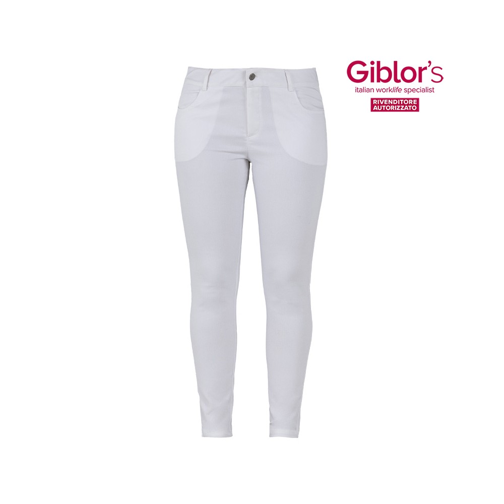 Pantalon Femme Blanc, Noir. Élastique. Pour le Secteur Bien-être, Esthétique, Restauration c