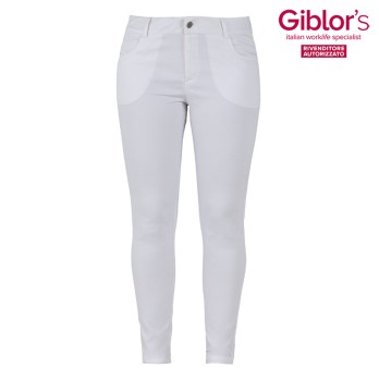 Pantalone Donna Bianco, Nero. Elasticizzato. Per Settore Benessere, Estetico, Ristorazione b