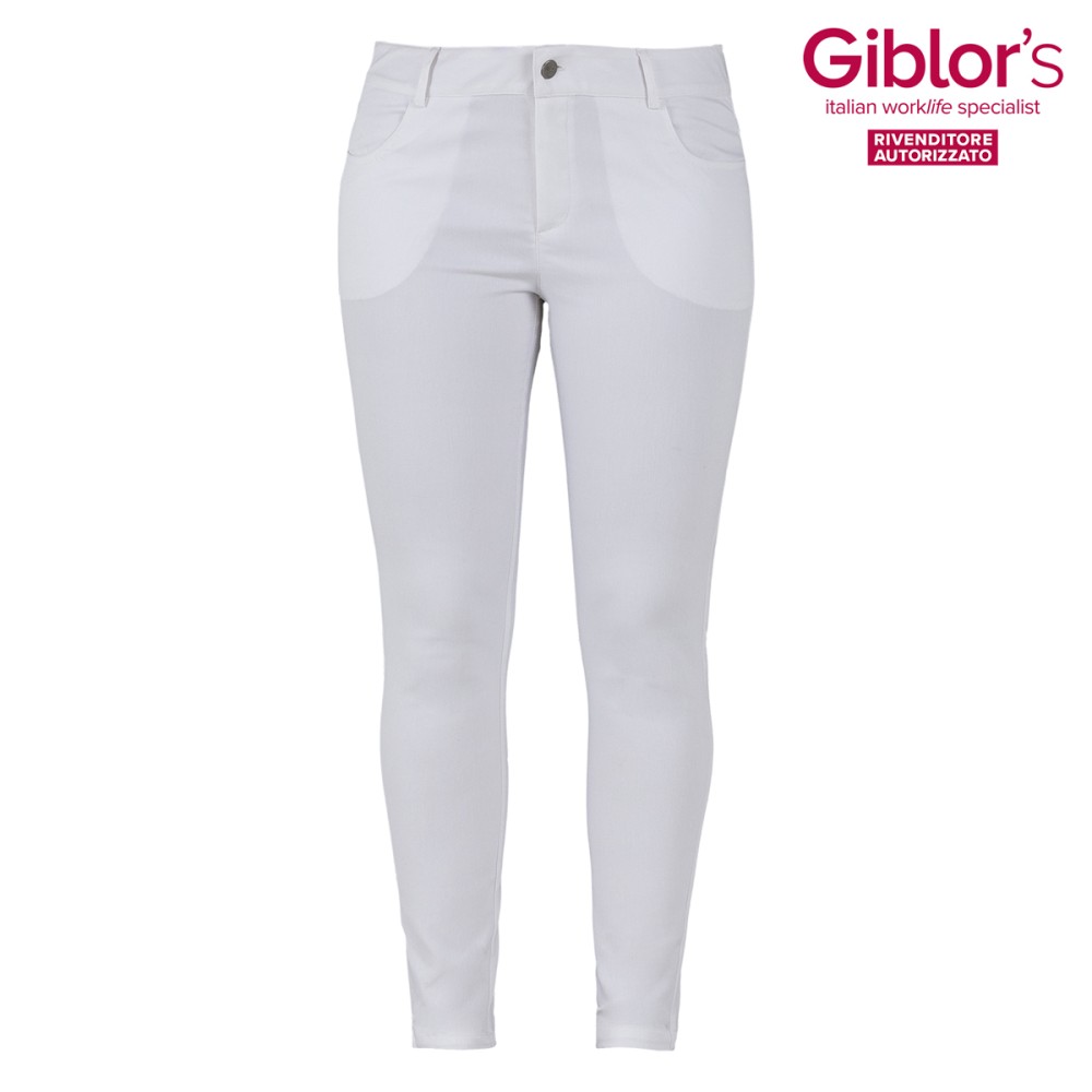 Pantalone Donna Bianco, Nero. Elasticizzato. Per Settore Benessere, Estetico, Ristorazione c