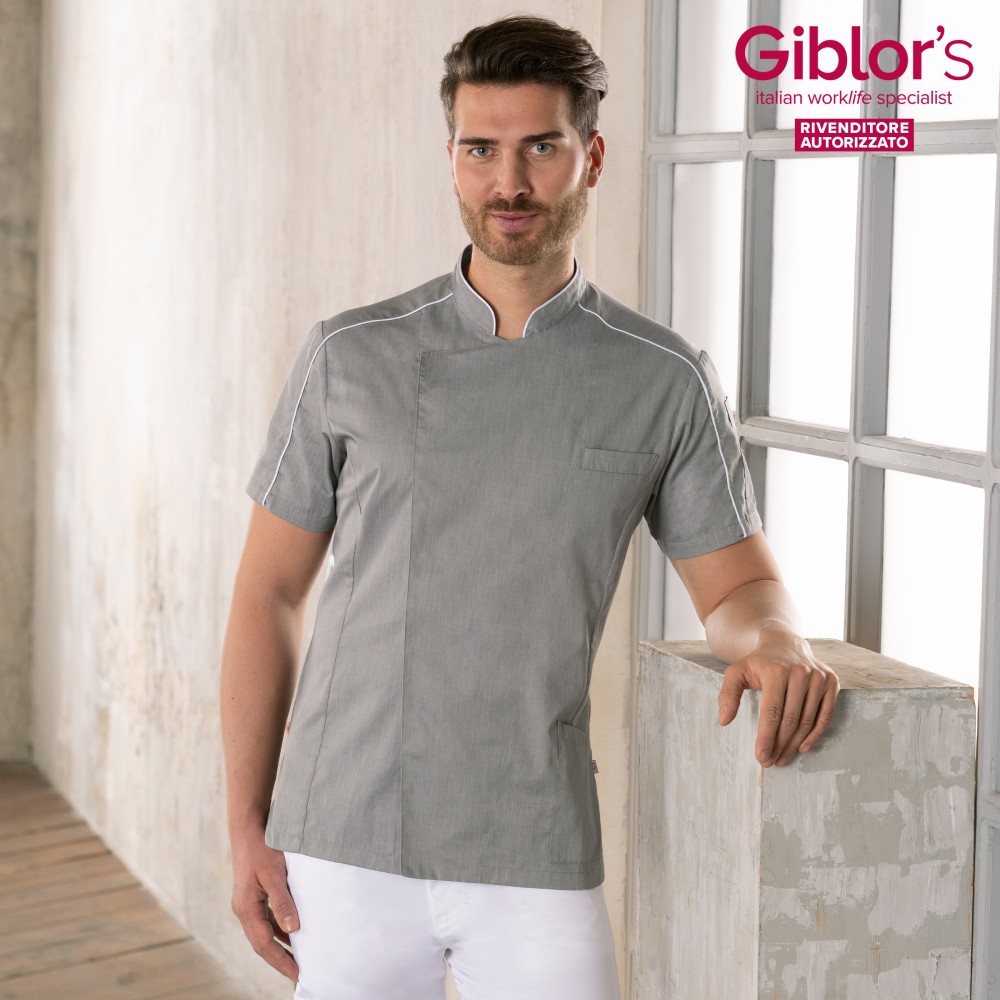 Casacca Per Uomo Leggera Modello Alla Coreana Con Allacciatura Laterale E Manica Corta In Grigio Valerio 21P02K250