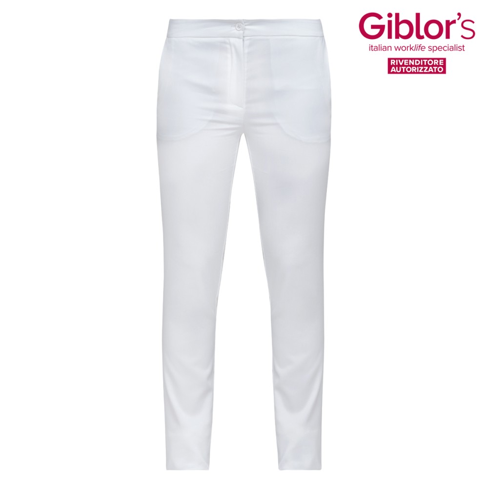 Pantalone Da Donna Slim, Bianco Per Divise Da Lavoro Ho.Re.Ca, Wellness, Spa, Resort, Parrucchiere