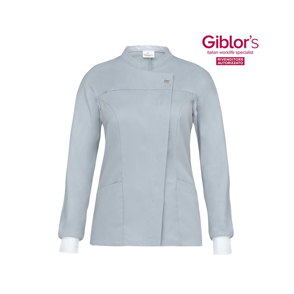 Blusa de mujer gris de manga larga con puño de punto para el sector médico GIADA italiantrendy 21P03K945.