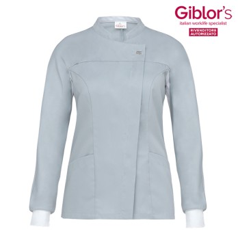 Blusa de mujer gris de manga larga con puño de punto para el sector médico GIADA italiantrendy 21P03K945.