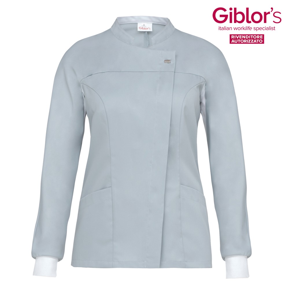 Blusa de mujer gris de manga larga con puño de punto para el sector médico GIADA italiantrendy 21P03K945.