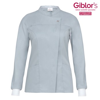 Grey Women's Tunic with Long Sleeves and Knitted Cuffs for the Medical Sector GIADA italiantrendy 21P03K945