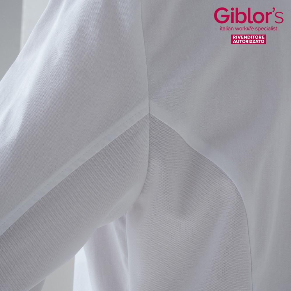 Blouse Blanche Homme Slim Fit en Coton Blanc avec Boutons Cachés Élastiques Pour le Secteur Médical, Laboratoire, Pharmacie 21P0