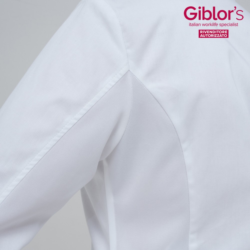 Camisa blanca de mujer ajustada de algodón con botones ocultos. Para el sector médico o farmacéutico de ItalianTrendy 21P03R244 