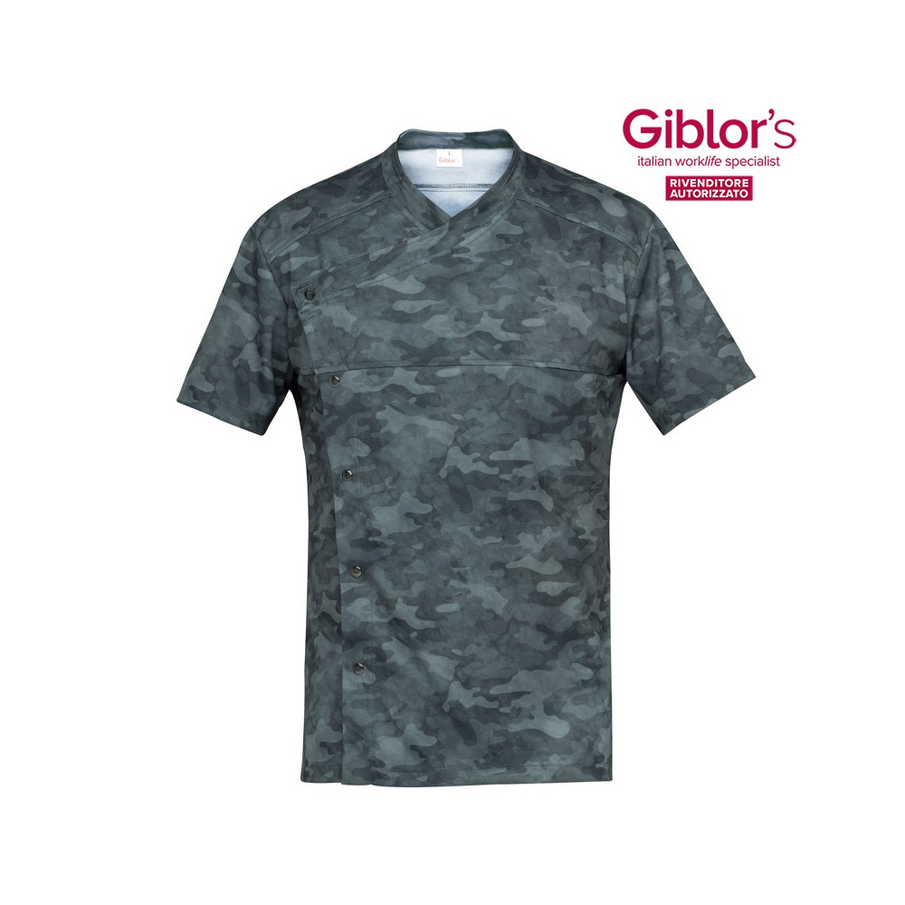 Light and breathable men's camouflage pattern tunic, short sleeves for the wellness and medical sector by Italiantrendy.