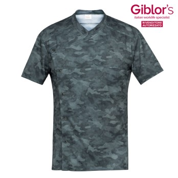 Camiseta de hombre estampada de camuflaje ligera y transpirable, mangas cortas para el sector de bienestar y médico de Italiantr