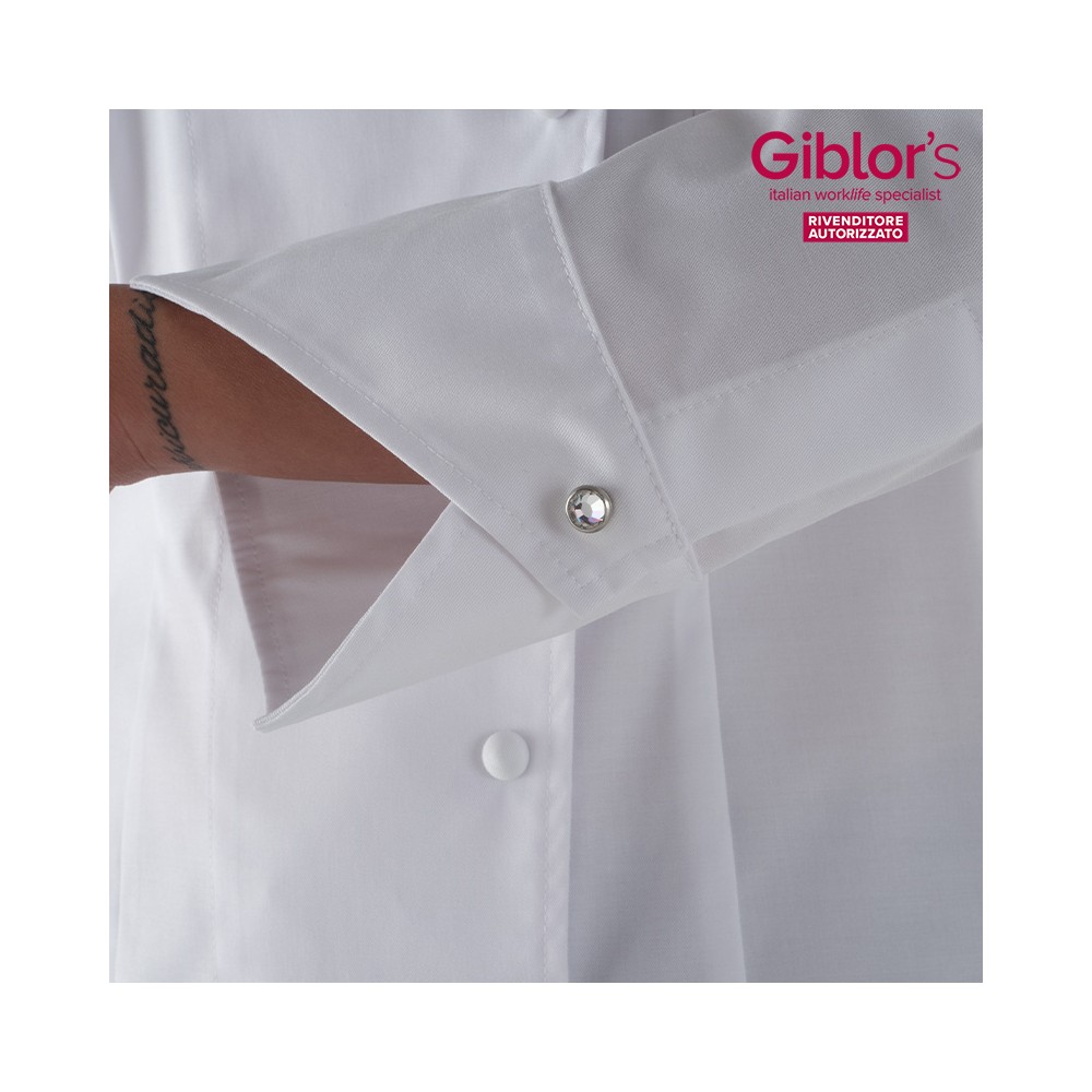 Women's Chef Jacket with Long Sleeve and Elegant Rhinestone Buttons. Discover Now