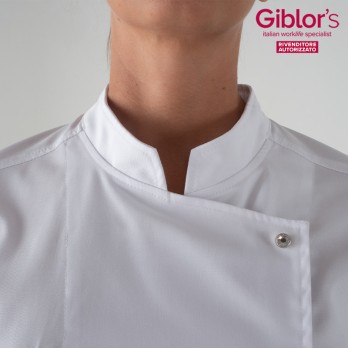 Women's Chef Jacket with Long Sleeve and Elegant Rhinestone Buttons. Discover Now